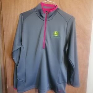 NIKE GOLF DRI FIT JOHN DEERE XL. LONG SLEEVE 3/4 ZIP. Grey